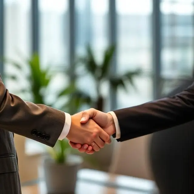 Professional handshake sealing a partnership